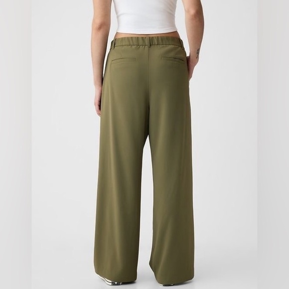GAP 365 High Rise Pleated Trousers Tailored Pants Olive Green Size 0 NWT - Picture 2 of 14